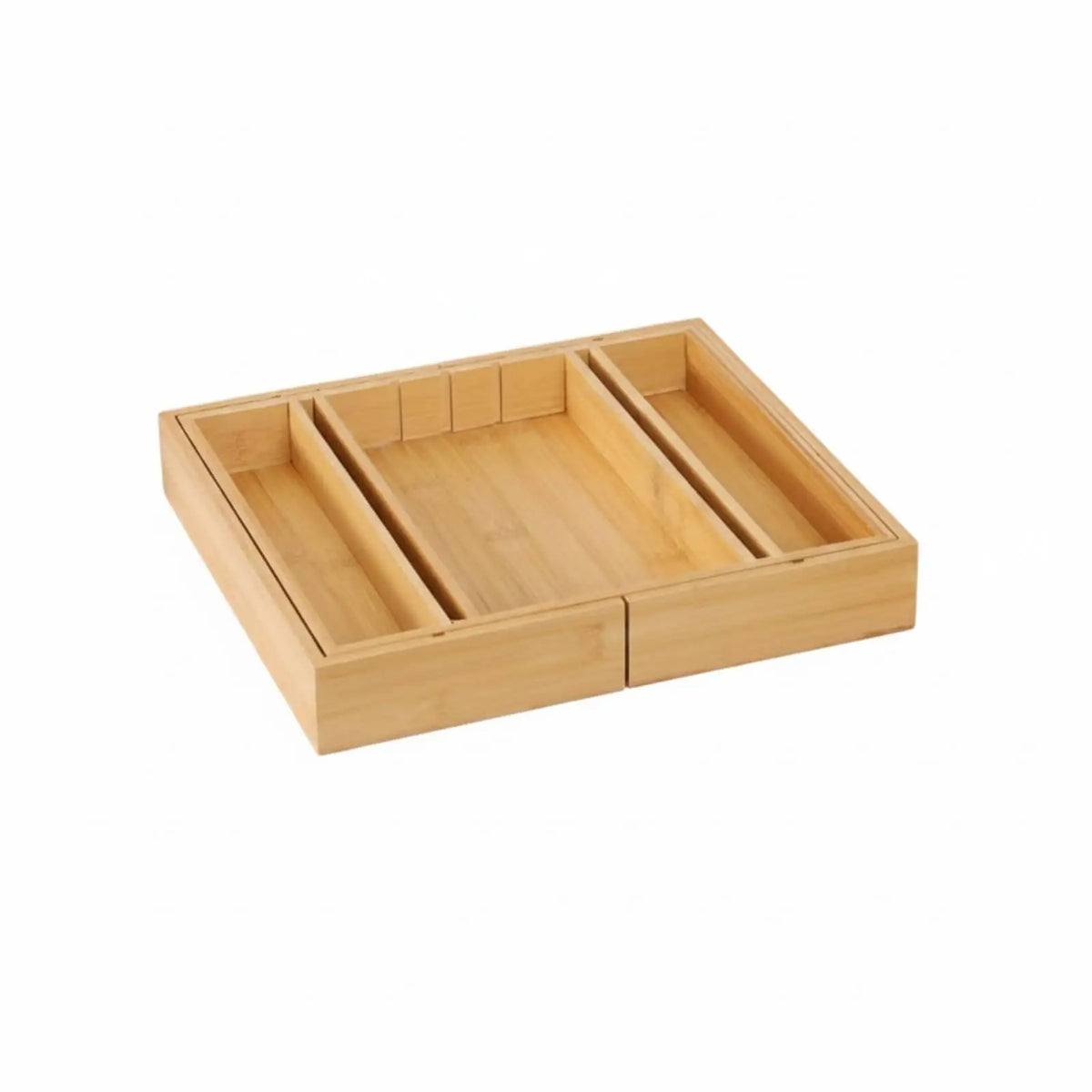Adjustable Bamboo Utensil Drawer Organizer, Expandable Cutlery Divider Tray with Multiple Compartments for Kitchen and Office - product view 1