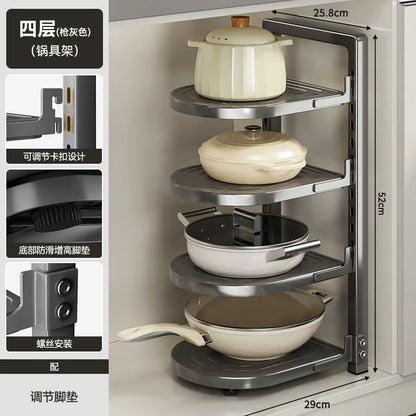 Adjustable Cabinet Shelf, Stainless Steel Multi-Tier Pot Rack Organizer, 2, 3 or 4 Layers for Countertop and Under-Sink Storage - product view 4