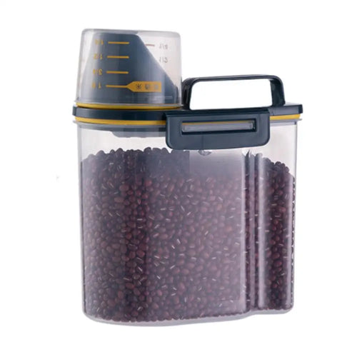 Airtight Pet Food Storage Container with Measuring Cup, Locking Silicone Seal, Clear PP Kibble Keeper for Cats and Dogs - product view 1