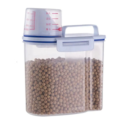 Airtight Pet Food Storage Container with Measuring Cup, Locking Silicone Seal, Clear PP Kibble Keeper for Cats and Dogs - product view 3