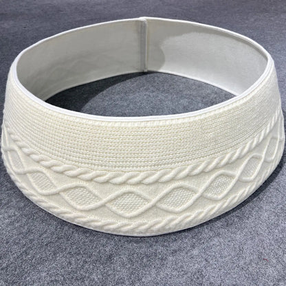 Knitted Christmas Tree Skirt Collar, Cream Plush Cloth, 72 x 23 cm Rustic Holiday Base Cover - product view 6