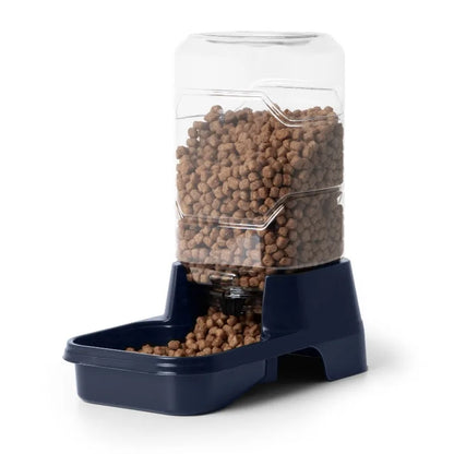 2 lb Gravity Pet Feeder for Extra Small Dogs and Cats, Automatic Dry Food Dispensing, Clear Removable Tank, Navy - product view 2