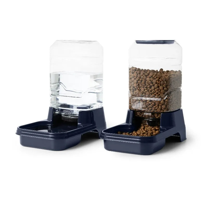 2 lb Gravity Pet Feeder for Extra Small Dogs and Cats, Automatic Dry Food Dispensing, Clear Removable Tank, Navy - product view 3