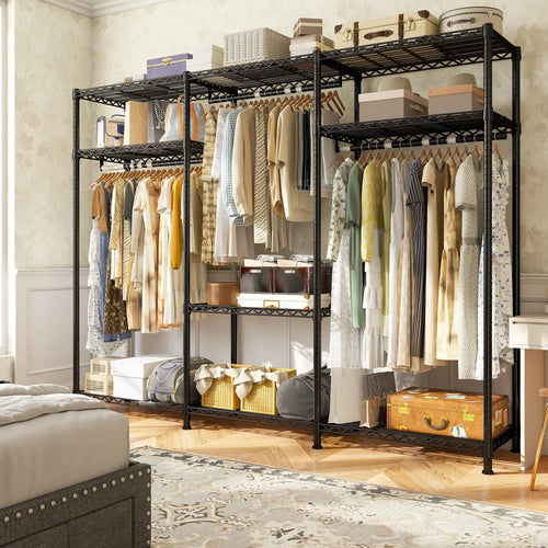 Heavy-Duty Adjustable Garment Rack, 56 × 16 × 75.5 in, 9 Shelves, 3 Detachable Rods, 795 lb Capacity for Bedroom - product view 1