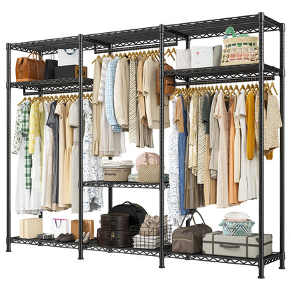 Heavy-Duty Adjustable Garment Rack, 56 × 16 × 75.5 in, 9 Shelves, 3 Detachable Rods, 795 lb Capacity for Bedroom - product view 6