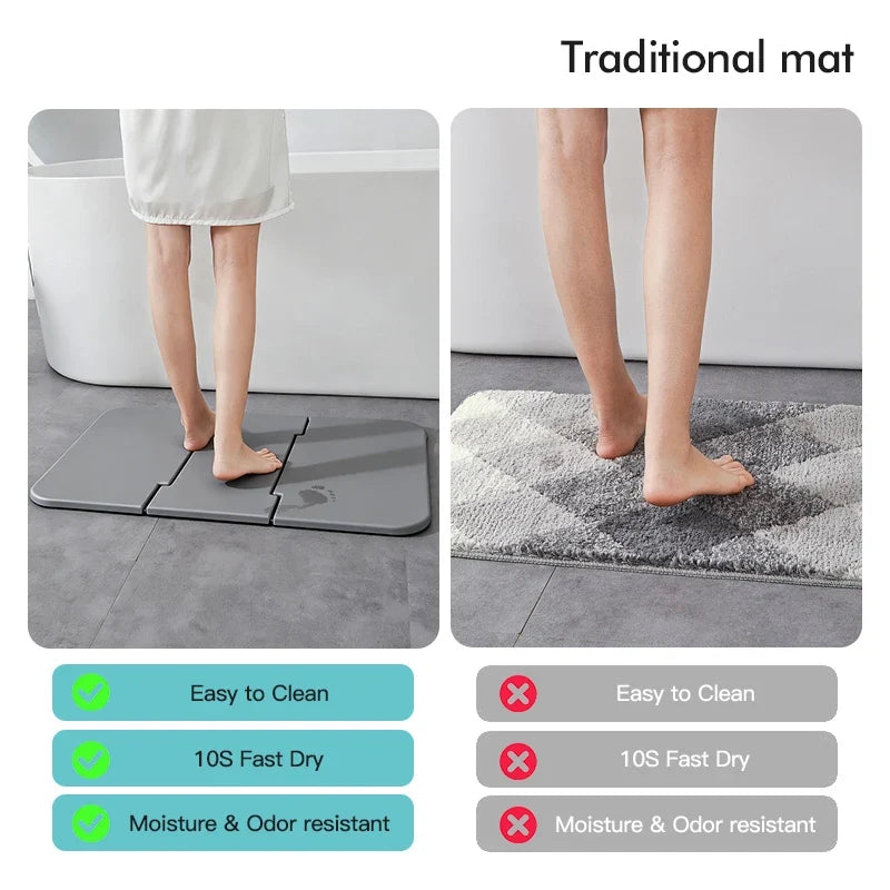 PVC Bath Mat, Stone-Style Bathroom Floor Mat for Shower, Sink and Laundry Areas, Compact Home Décor Accent - product view 2