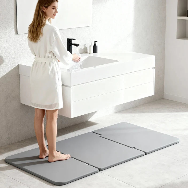PVC Bath Mat, Stone-Style Bathroom Floor Mat for Shower, Sink and Laundry Areas, Compact Home Décor Accent - product view 6