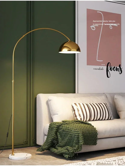 Modern Arched Floor Lamp, Black Metal Dome Shade, E27 Base, Included LED Bulb, 220V EU Plug for Living Room - product view 3