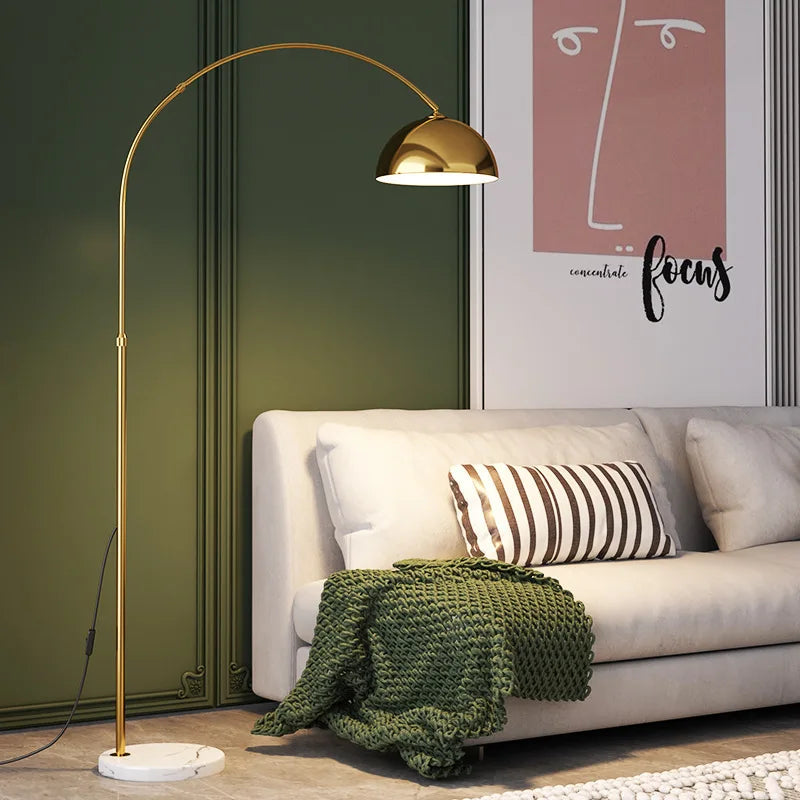 Modern Arched Floor Lamp, Black Metal Dome Shade, E27 Base, Included LED Bulb, 220V EU Plug for Living Room - product view 5