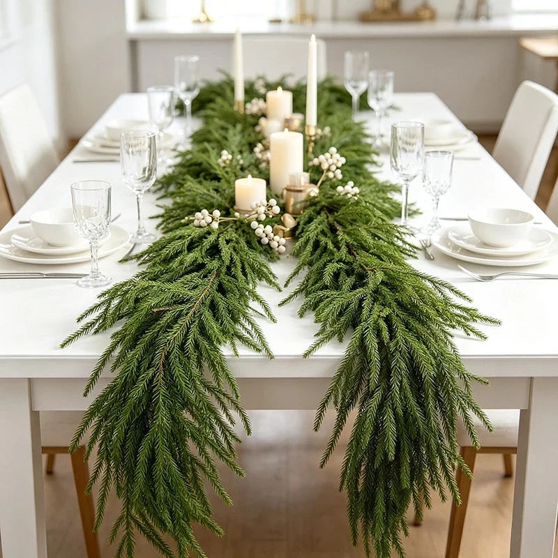 Christmas Garland, Snow-Dusted Artificial Pine Vine, Flexible Polyester Holiday Rattan Decoration, 150cm, 180cm or 270cm - product view 3