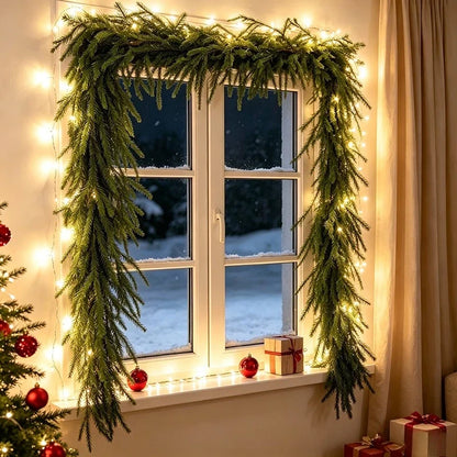 Christmas Garland, Snow-Dusted Artificial Pine Vine, Flexible Polyester Holiday Rattan Decoration, 150cm, 180cm or 270cm - product view 4