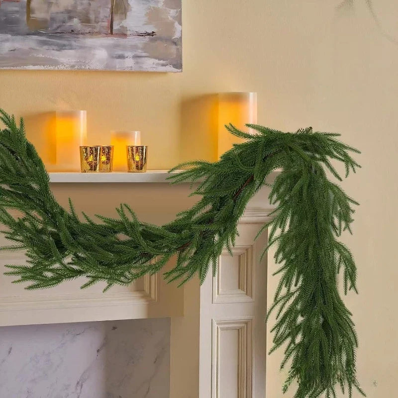 Christmas Garland, Snow-Dusted Artificial Pine Vine, Flexible Polyester Holiday Rattan Decoration, 150cm, 180cm or 270cm - product view 5