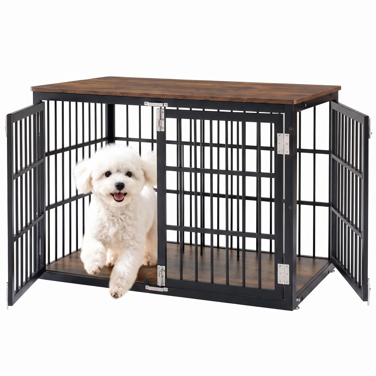42-Inch Iron Dog Crate, Single Door with Sliding Bolt Lock, Removable Tray, Foldable Design and Carrying Handle - product view 1