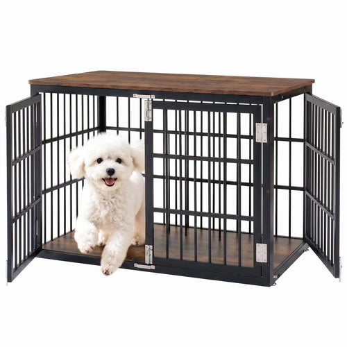 42-Inch Iron Dog Crate, Single Door with Sliding Bolt Lock, Removable Tray, Foldable Design and Carrying Handle - product view 1