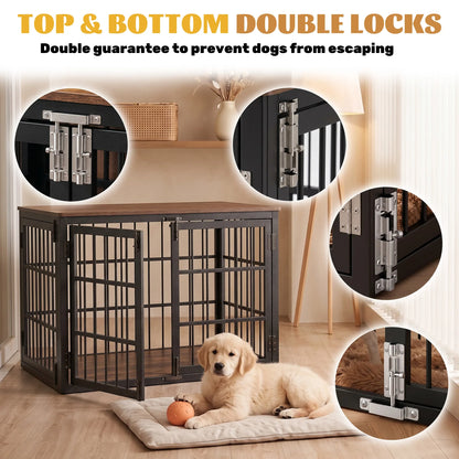 42-Inch Iron Dog Crate, Single Door with Sliding Bolt Lock, Removable Tray, Foldable Design and Carrying Handle - product view 4