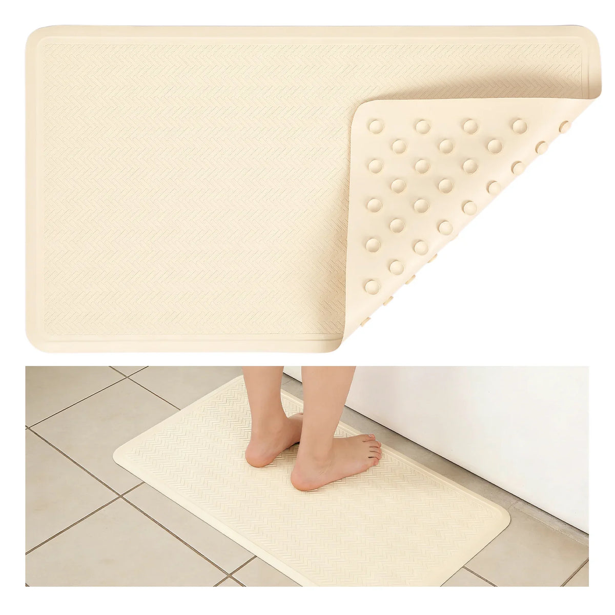 Non-Slip Rubber Bath Mat with Suction Cups, Soft Textured Surface, Water-Resistant Design for Tub, Shower and Wet Floors - product view 2