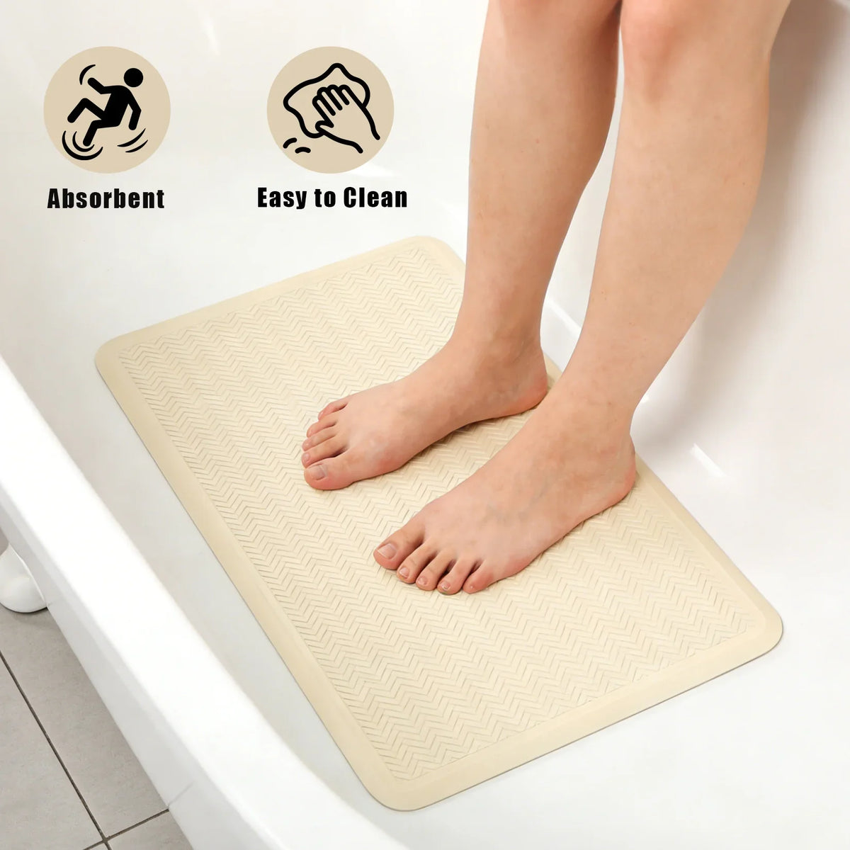Non-Slip Rubber Bath Mat with Suction Cups, Soft Textured Surface, Water-Resistant Design for Tub, Shower and Wet Floors - product view 4
