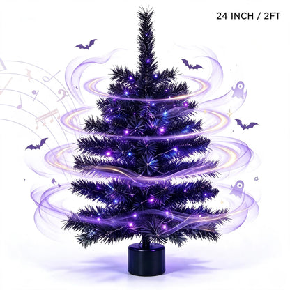 Purple LED Halloween Tree Light, 360° Rotating Musical Desktop Decoration, Plastic Landscape Lighting, 0–5V - product view 2