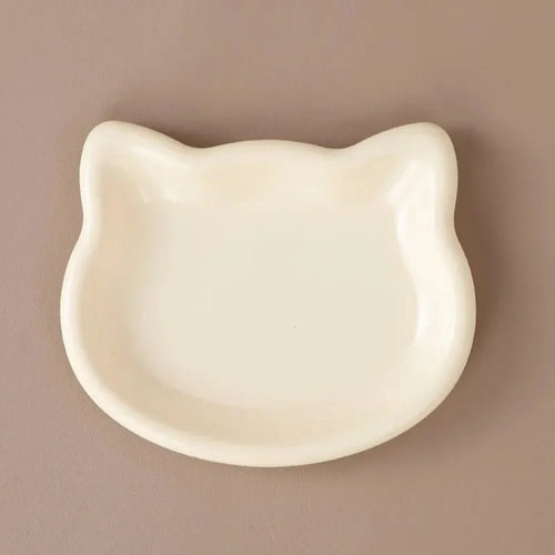 Cat Food Bowl, Rounded Plastic Pet Dish with Cute Cat Shape, Easy-Clean Feeding Bowl, 15 × 12 cm, Multiple Colors - product view 1