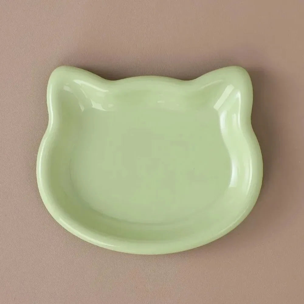 Cat Food Bowl, Rounded Plastic Pet Dish with Cute Cat Shape, Easy-Clean Feeding Bowl, 15 × 12 cm, Multiple Colors - product view 3