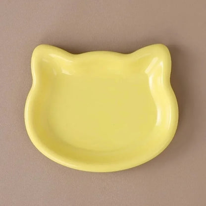 Cat Food Bowl, Rounded Plastic Pet Dish with Cute Cat Shape, Easy-Clean Feeding Bowl, 15 × 12 cm, Multiple Colors - product view 4