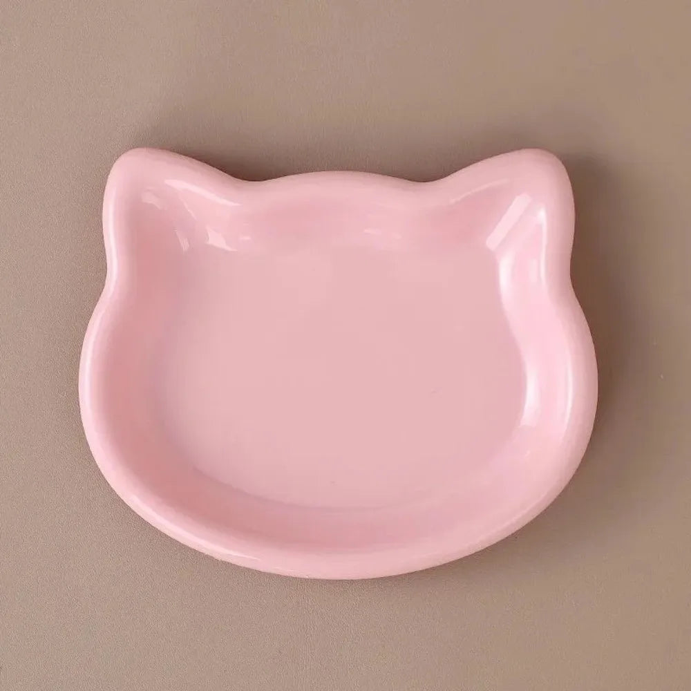 Cat Food Bowl, Rounded Plastic Pet Dish with Cute Cat Shape, Easy-Clean Feeding Bowl, 15 × 12 cm, Multiple Colors - product view 5