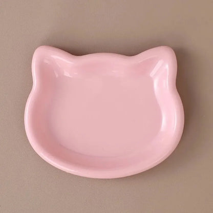 Cat Food Bowl, Rounded Plastic Pet Dish with Cute Cat Shape, Easy-Clean Feeding Bowl, 15 × 12 cm, Multiple Colors - product view 5