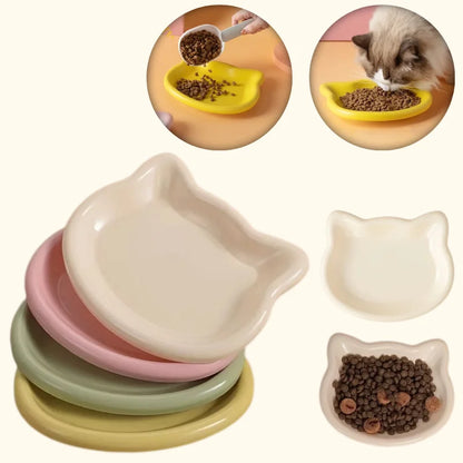 Cat Food Bowl, Rounded Plastic Pet Dish with Cute Cat Shape, Easy-Clean Feeding Bowl, 15 × 12 cm, Multiple Colors - product view 6