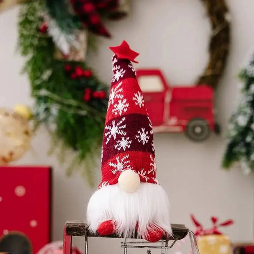 Faceless Christmas Gnome Doll Ornament, LED Light Plush Knitted Decoration, 32 cm or 23 cm Styles for Tree and Home - product view 1