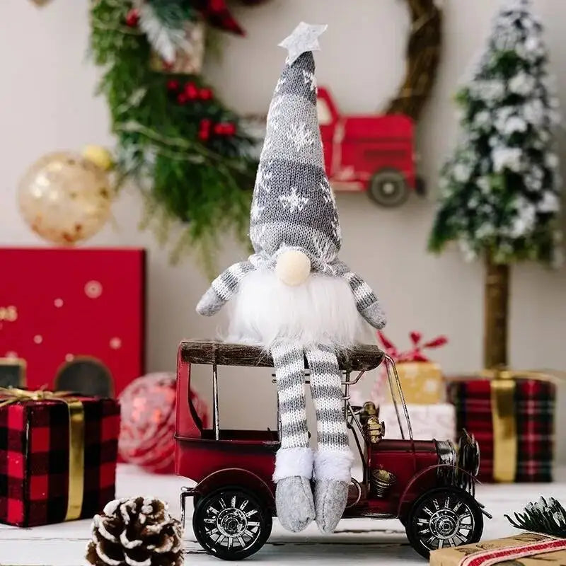 Faceless Christmas Gnome Doll Ornament, LED Light Plush Knitted Decoration, 32 cm or 23 cm Styles for Tree and Home - product view 2