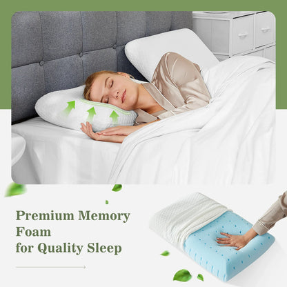 2-Piece Memory Foam Neck Pillow Set, Removable Washable Cover, Rectangle Design for Bedding and Sleep - product view 6