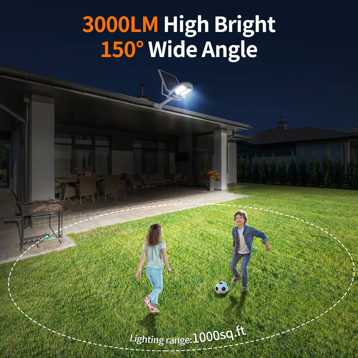 Solar Security Light, Dimmable ABS Outdoor Fixture with Dual Motion Sensors, Remote Control, 1-Pack or 2-Pack Options - product view 6