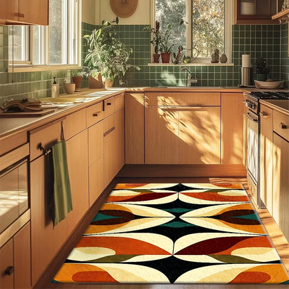 Mid-Century Geometric Striped Area Rug, 100% Polyester, Machine Made with Rubber Backing, Multiple Sizes for Home - product view 3