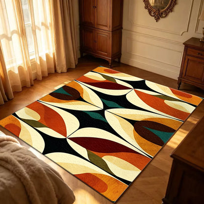 Mid-Century Geometric Striped Area Rug, 100% Polyester, Machine Made with Rubber Backing, Multiple Sizes for Home - product view 5