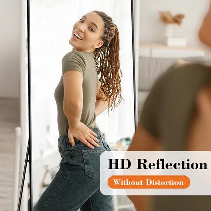 58 x 19 in Full Length Mirror, Aluminum Alloy Frame, HD Nano-Tempered Glass, Stand, Wall-Mount and Leaning Options - product view 4