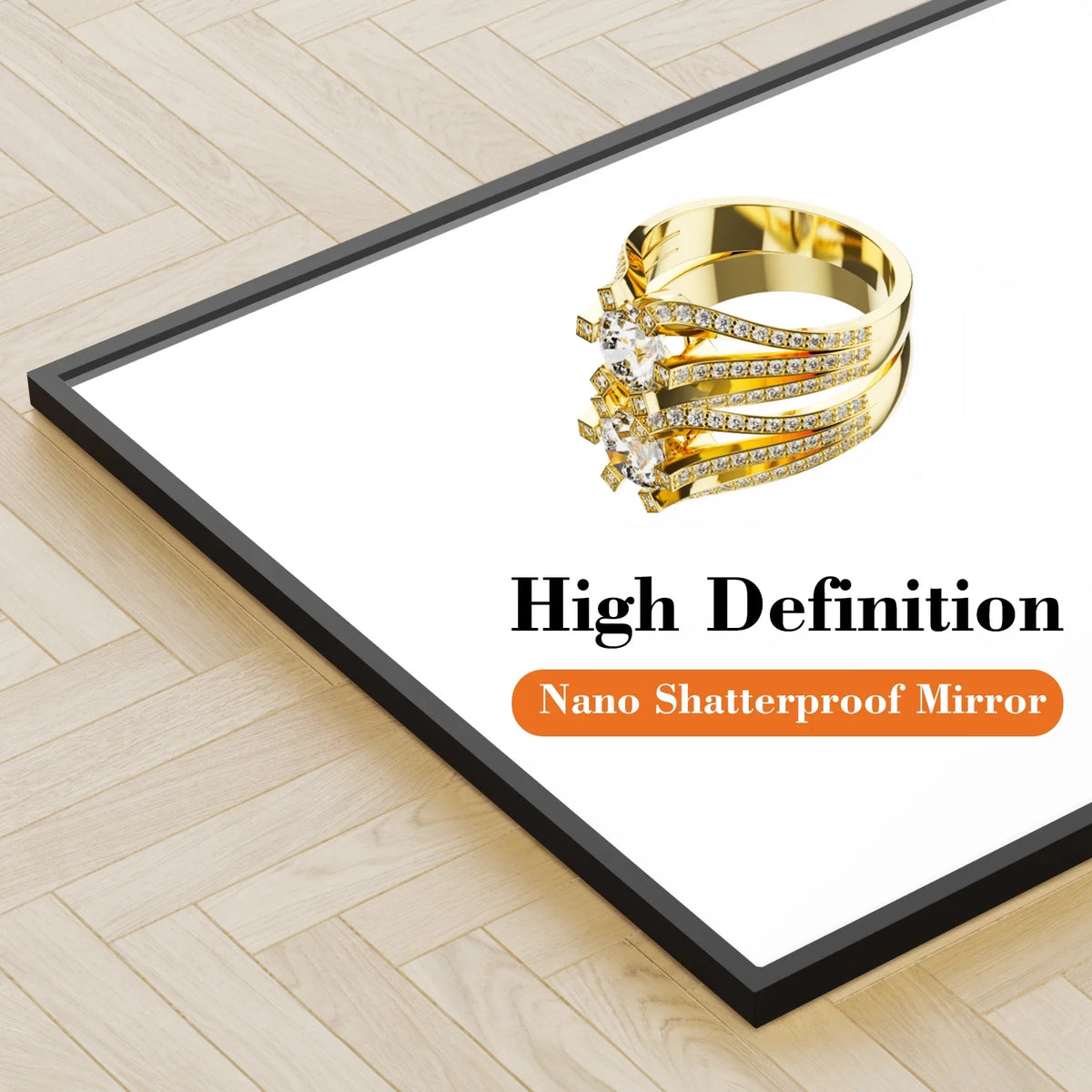 58 x 19 in Full Length Mirror, Aluminum Alloy Frame, HD Nano-Tempered Glass, Stand, Wall-Mount and Leaning Options - product view 5