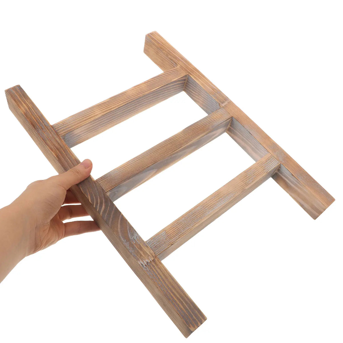 Wooden Towel Ladder Rack, Rustic Countertop Tea Towel Holder, Compact Bathroom or Kitchen Storage, 35 × 23.8 × 3.3 cm, Brown or Black - product view 4