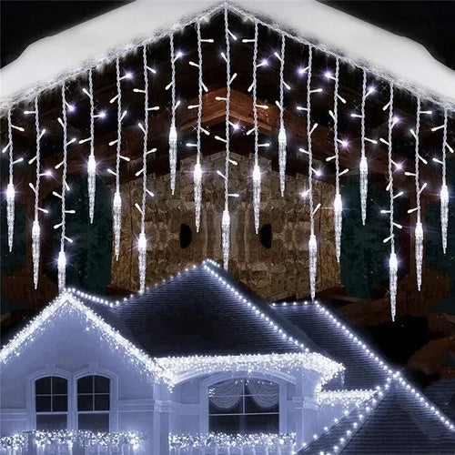 LED Icicle String Lights, Remote-Controlled 8 Modes, Christmas Curtain Garland for Window, Stair and Indoor Home Décor - product view 1