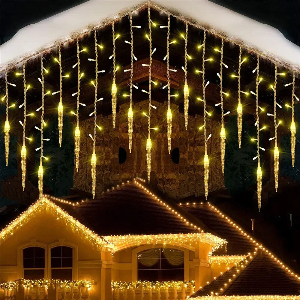 LED Icicle String Lights, Remote-Controlled 8 Modes, Christmas Curtain Garland for Window, Stair and Indoor Home Décor - product view 2