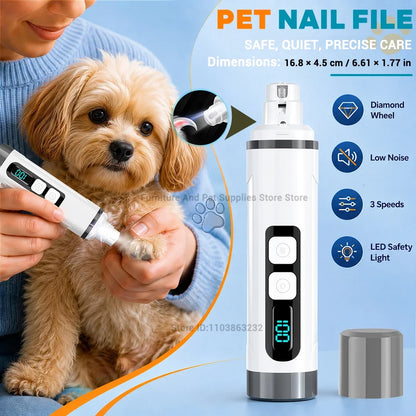 Rechargeable Pet Nail Grinder, 3 Speeds, LED Light, Smart Display, 1200 mAh Battery for Cats, Dogs and Small to Large Pets - product view 5