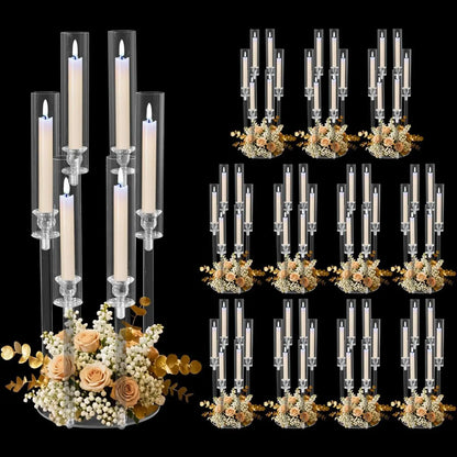 Acrylic Candle Holder, 6-Arm Table Centerpiece for Stick Candles, 22 x 68cm European-Style Wedding and Home Décor - product view 1