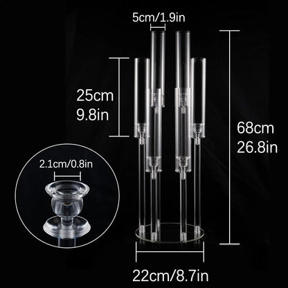 Acrylic Candle Holder, 6-Arm Table Centerpiece for Stick Candles, 22 x 68cm European-Style Wedding and Home Décor - product view 4
