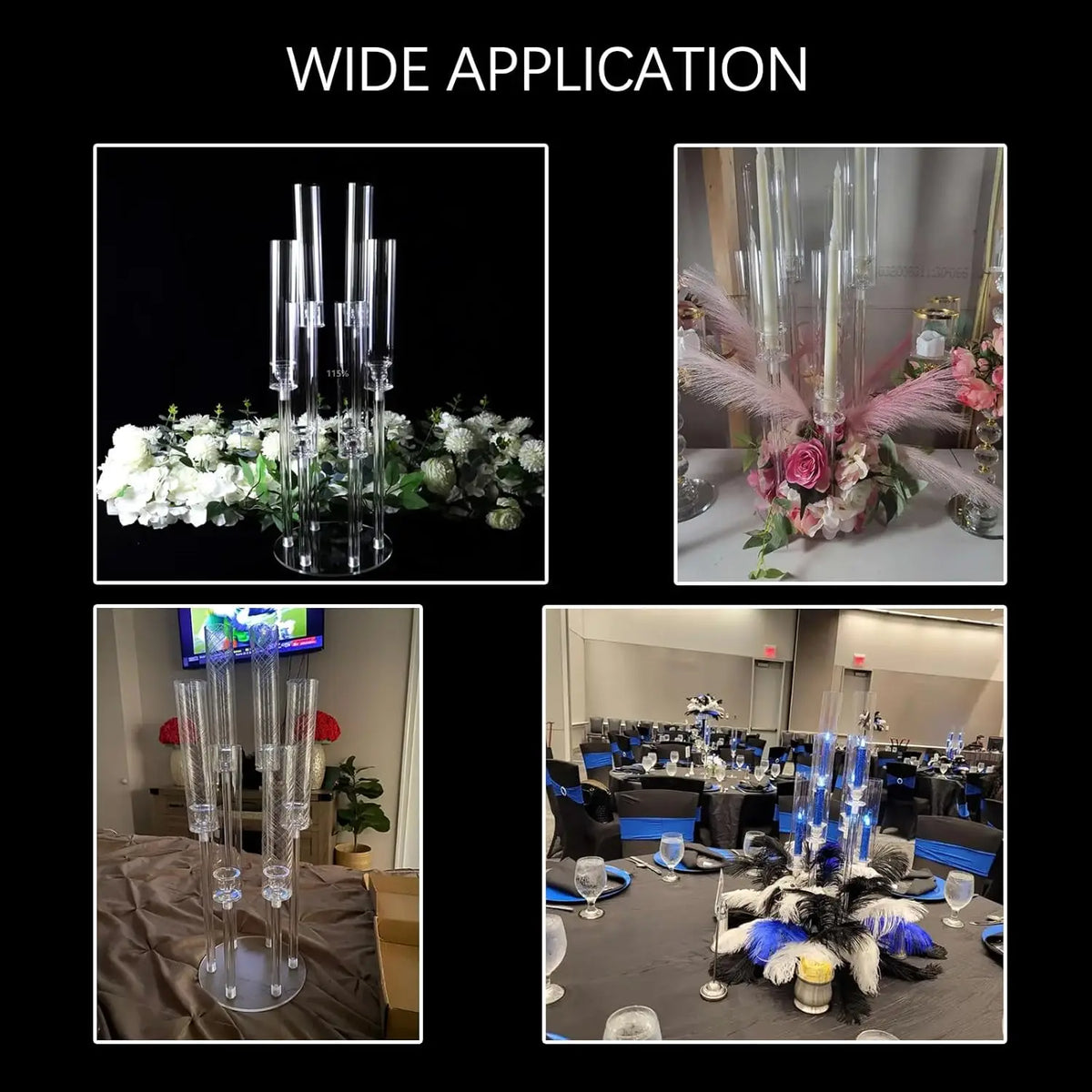 Acrylic Candle Holder, 6-Arm Table Centerpiece for Stick Candles, 22 x 68cm European-Style Wedding and Home Décor - product view 6