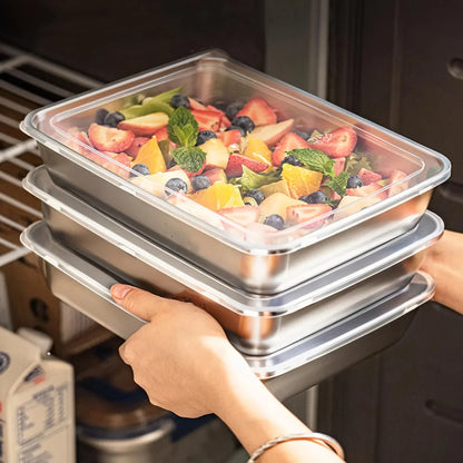 3-Piece Stainless Steel Food Storage Containers, Stackable Design, Clear Lids for Kitchen, Lunch and Camping - product view 2