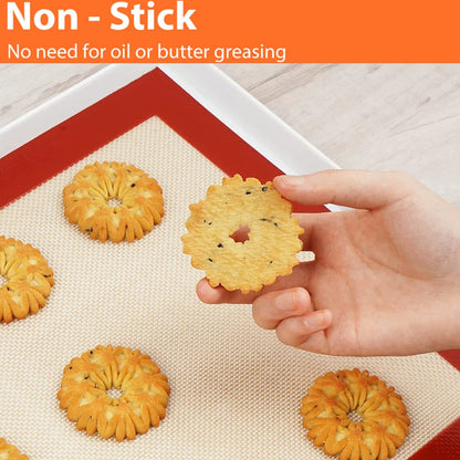 Silicone Baking Mat Set, 2-Piece Reusable Non-Stick Oven Bakeware Sheets, 40 x 30 cm, Red - product view 5