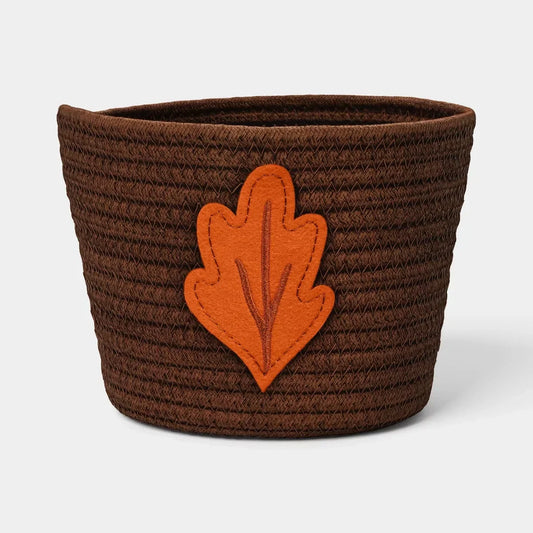 Halloween Leaf Harvest Rope Basket, Reusable Cotton and Polyester Storage Basket for Autumn Décor and Seasonal Displays - product view 1