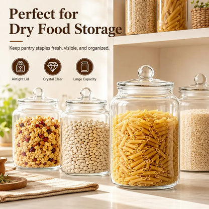 Large Glass Storage Jars with Lids, Airtight Wide-Mouth Canisters for Flour, Sugar, Pickling, Fermentation and Pantry Storage - product view 1