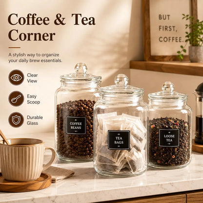 Large Glass Storage Jars with Lids, Airtight Wide-Mouth Canisters for Flour, Sugar, Pickling, Fermentation and Pantry Storage - product view 3