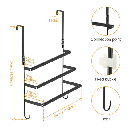 Over Door Drying Rack, 3-Tier Stainless Steel Towel Organizer with Hooks, Drill-Free Hanging Storage for Bathroom Doors - product view 1