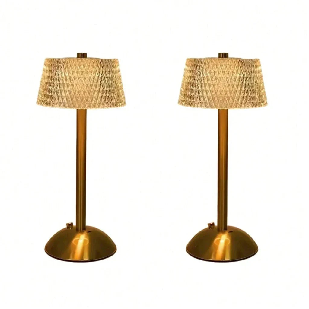 Rechargeable Crystal Table Lamp, Touch Dimming, Cordless LED Bedside Light, 5V Alloy and Iron Body, 2-Piece Set - product view 2